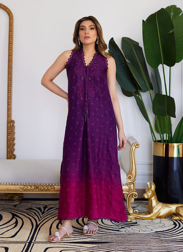 Farah Talib Aziz | Luna Eid Collection 24 | VIOLETTE WILD BERRY OMBRE - Khanumjan Pakistani Clothes and Designer Dresses in UK, USA