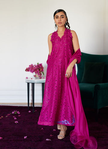 Farah Talib Aziz | Luna Eid Collection 24 | CLARIENE HOT PINK - Khanumjan Pakistani Clothes and Designer Dresses in UK, USA