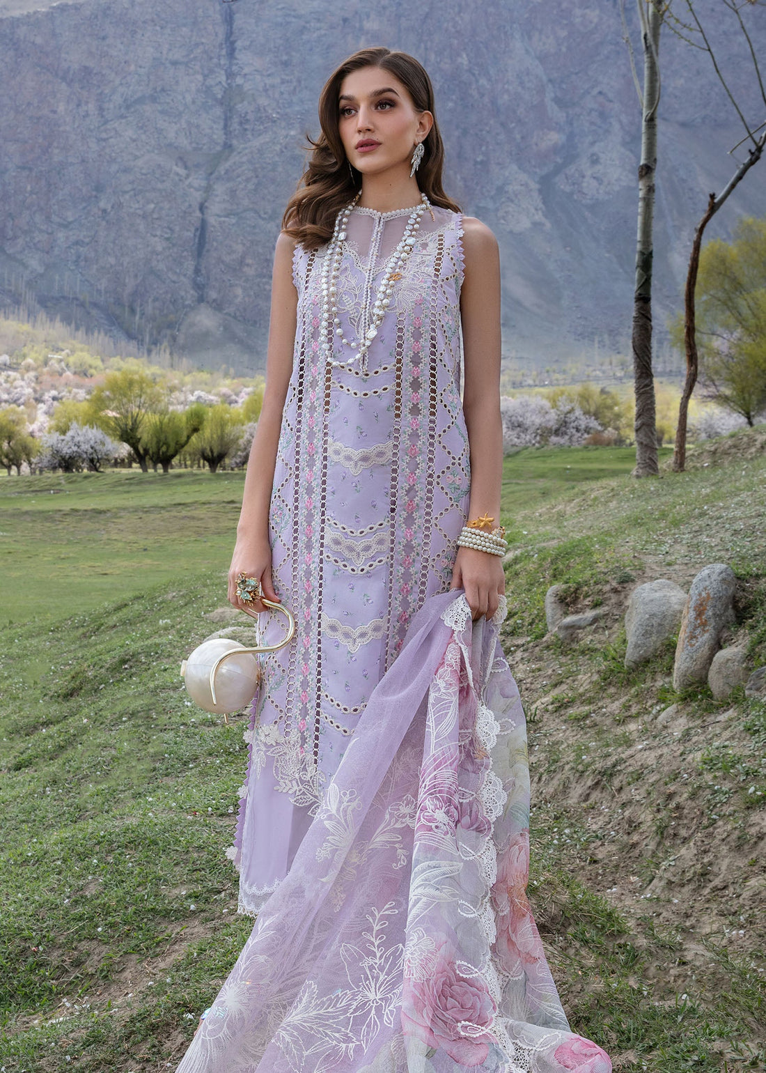 Crimson | Lawn 2024 | A Floral Mesh - Lavender - Khanumjan  Pakistani Clothes and Designer Dresses in UK, USA