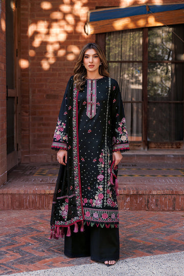 Farasha | Dastoor Embroidered Lawn SS24 | ORNATE NOIR - Khanumjan Pakistani Clothes and Designer Dresses in UK, USA