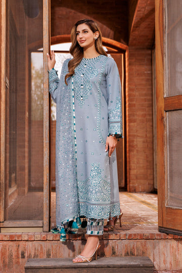 Farasha | Dastoor Embroidered Lawn SS24 | BERYL GREY - Khanumjan Pakistani Clothes and Designer Dresses in UK, USA