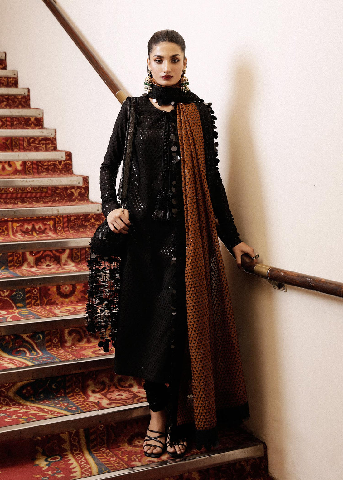 Hussain Rehar | Luxury Pret SS 24 | Khaki - Khanumjan  Pakistani Clothes and Designer Dresses in UK, USA