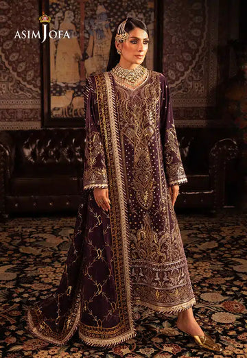 Asim Jofa | Makhmal Wedding Velvet 23 | AJMM-06 - Khanumjan Pakistani Clothes and Designer Dresses in UK, USA