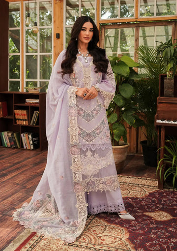 Kahf Premium | Luxury Lawn 24 | KLE-01B Lilac - Khanumjan Pakistani Clothes and Designer Dresses in UK, USA