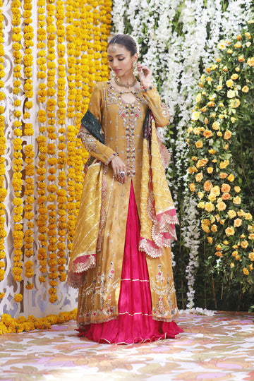 Wahajmbegum | Mehrunnisa Wedding Formals | MUSTARD MEHSURI JACKET - Khanumjan Pakistani Clothes and Designer Dresses in UK, USA