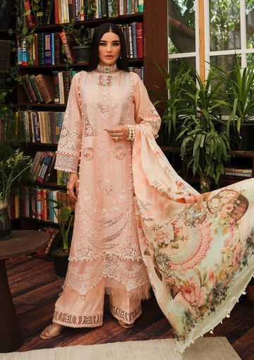 Kahf Premium | Luxury Lawn 24 | KLE-03A Flamingo - Khanumjan Pakistani Clothes and Designer Dresses in UK, USA