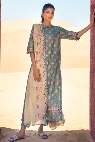 Cross Stitch | Eid Lawn 24 | CHARTREUSE GOLD - Khanumjan Pakistani Clothes and Designer Dresses in UK, USA