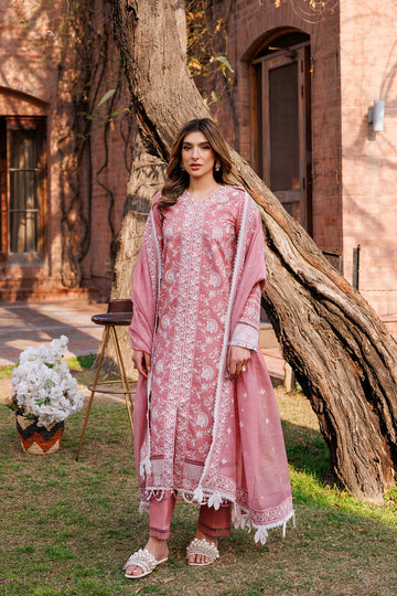 Farasha | Dastoor Embroidered Lawn SS24 | PEARL MIST - Khanumjan Pakistani Clothes and Designer Dresses in UK, USA