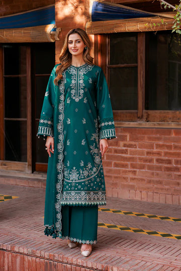 Farasha | Kaavish Lawn 24 | TEAL GARLAND - Khanumjan Pakistani Clothes and Designer Dresses in UK, USA