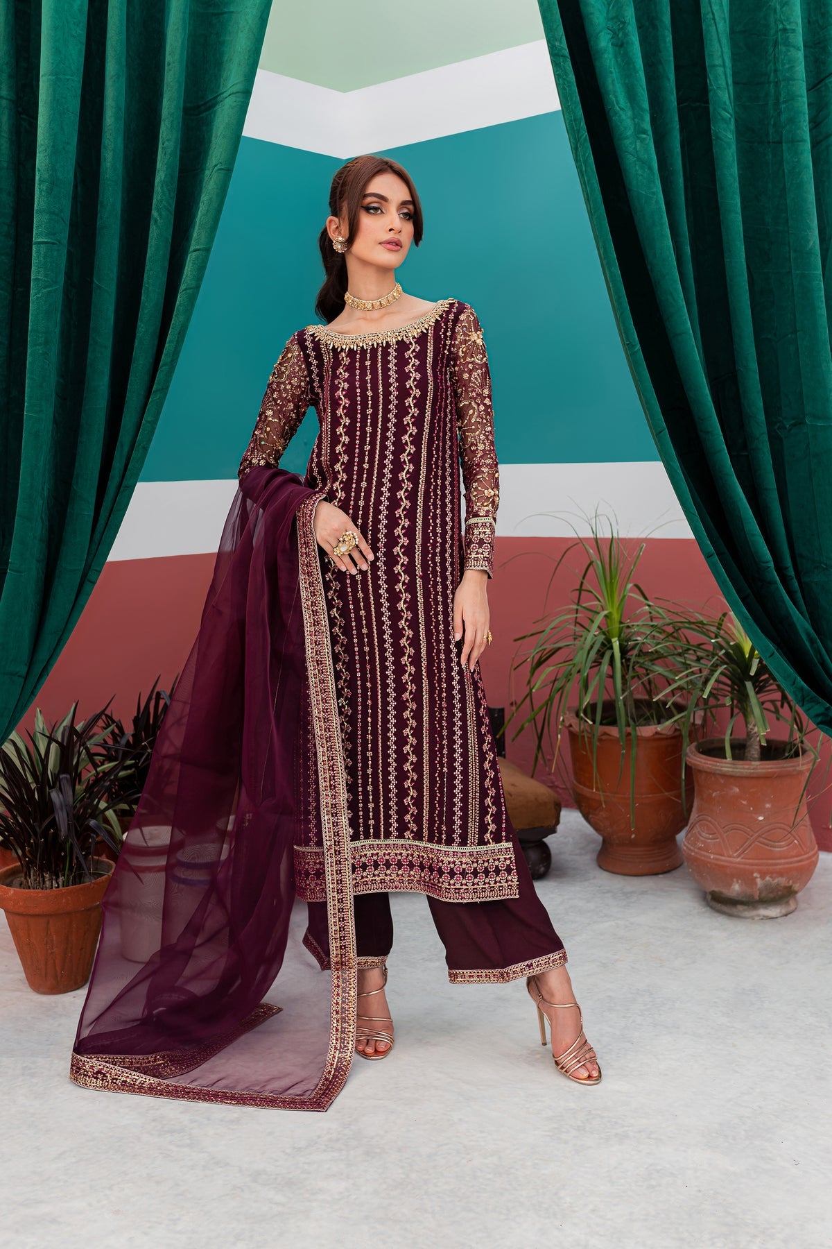 Batik | Desire Formal Dresses | Burgundy Abar - Khanumjan  Pakistani Clothes and Designer Dresses in UK, USA