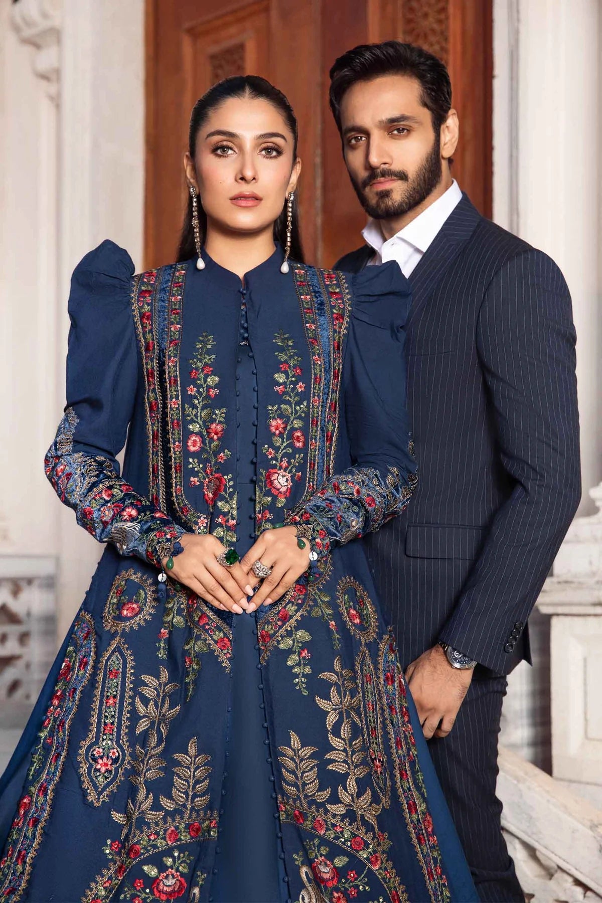 Maria B | Linen 23 | Navy Blue DL-1109 - Khanumjan  Pakistani Clothes and Designer Dresses in UK, USA