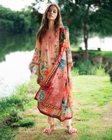 Roheenaz | Garden Veal Printed Lawn 25 | Petal Glaze