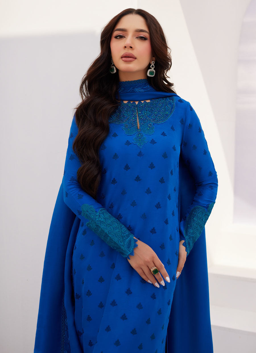 Farah Talib Aziz | Zaza Luxe Pret 24 | CHARR BLUE EMBROIDERED RAW SILK SHIRT AND DUPATTA - Khanumjan  Pakistani Clothes and Designer Dresses in UK, USA