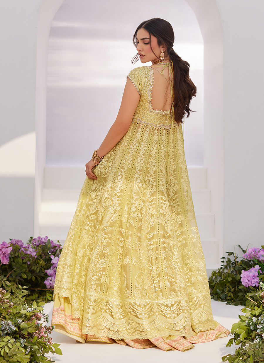 Farah Talib Aziz | Zaza Luxe Pret 24 | REINE KIWI EMBROIDERED EMBELLISHED KALIDAAR - Khanumjan  Pakistani Clothes and Designer Dresses in UK, USA