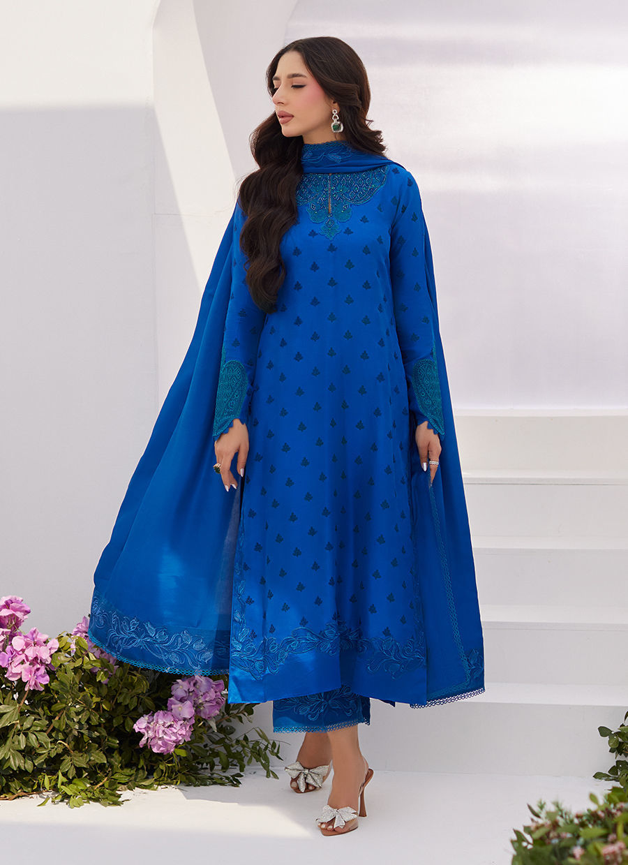 Farah Talib Aziz | Zaza Luxe Pret 24 | CHARR BLUE EMBROIDERED RAW SILK SHIRT AND DUPATTA - Khanumjan  Pakistani Clothes and Designer Dresses in UK, USA