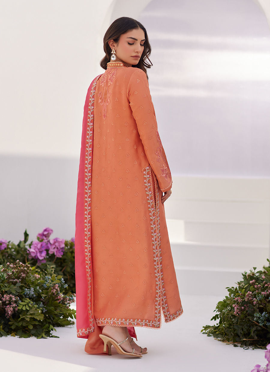 Farah Talib Aziz | Zaza Luxe Pret 24 | ELYNA CORAL EMBROIDERED RAW SILK SHIRT AND DUPATTA - Khanumjan  Pakistani Clothes and Designer Dresses in UK, USA