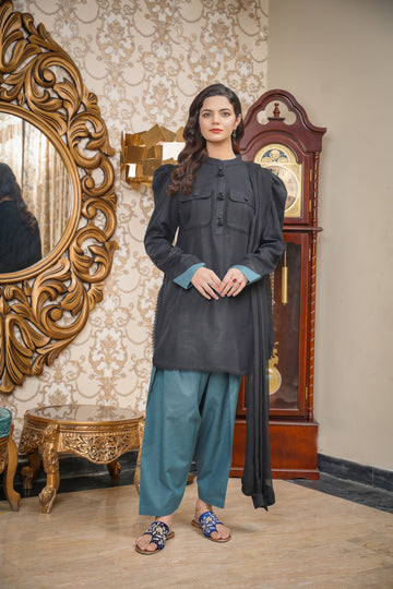 Hoorain Basics | Slub Winter 23 | HB-BLK - Khanumjan Pakistani Clothes and Designer Dresses in UK, USA