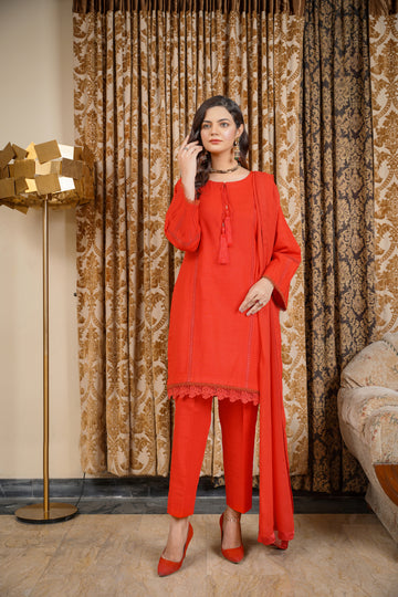 Hoorain Basics | Slub Winter 23 | HB-RD - Khanumjan Pakistani Clothes and Designer Dresses in UK, USA