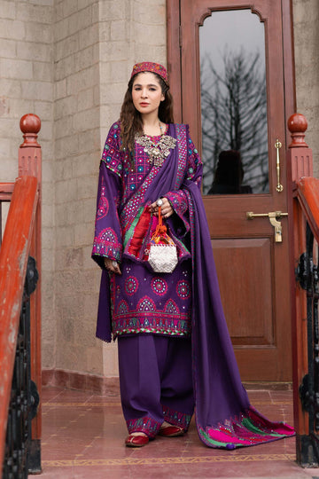 Maryam Hussain | Winter Shawl 2024 | Plum