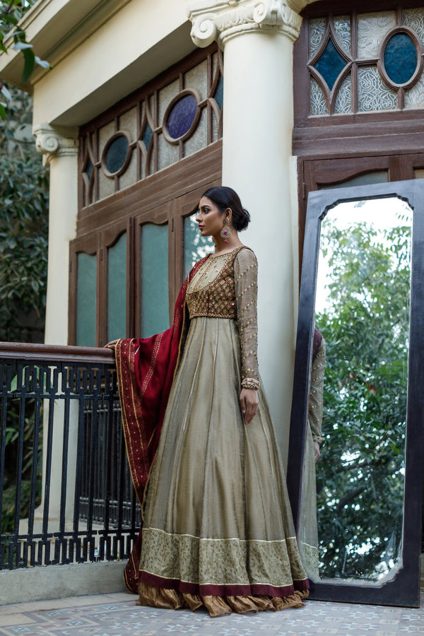 Wahajmkhan | Bahar Begum Formals | IVORY & MAROON BEGUM PESHWAS - Khanumjan  Pakistani Clothes and Designer Dresses in UK, USA