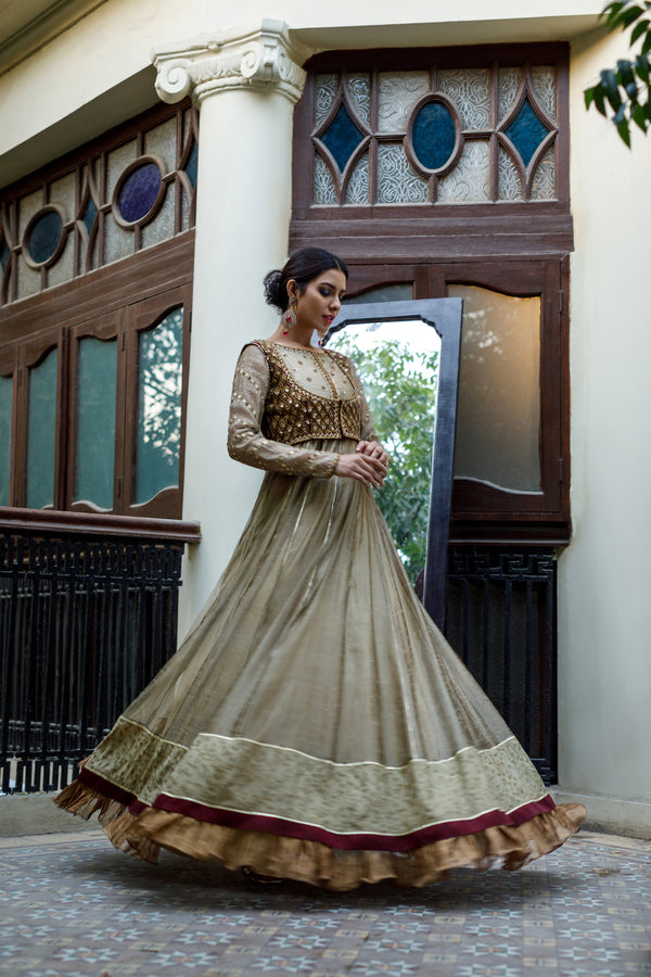 Wahajmkhan | Bahar Begum Formals | IVORY & MAROON BEGUM PESHWAS - Khanumjan  Pakistani Clothes and Designer Dresses in UK, USA