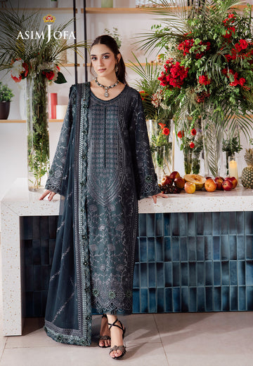 Asim Jofa | Uraan Lawn Chiffon Collection | AJUR-01 - Khanumjan Pakistani Clothes and Designer Dresses in UK, USA