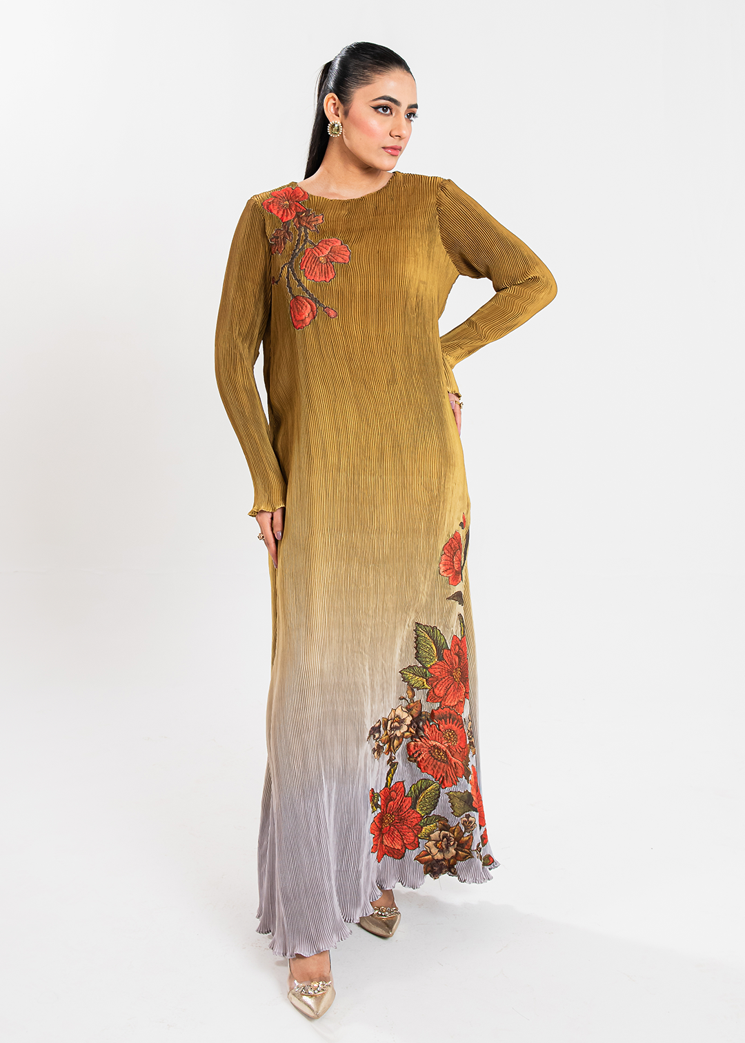 Maria Osama Khan | Claire Pleated Silk | Honeycomb - Khanumjan  Pakistani Clothes and Designer Dresses in UK, USA