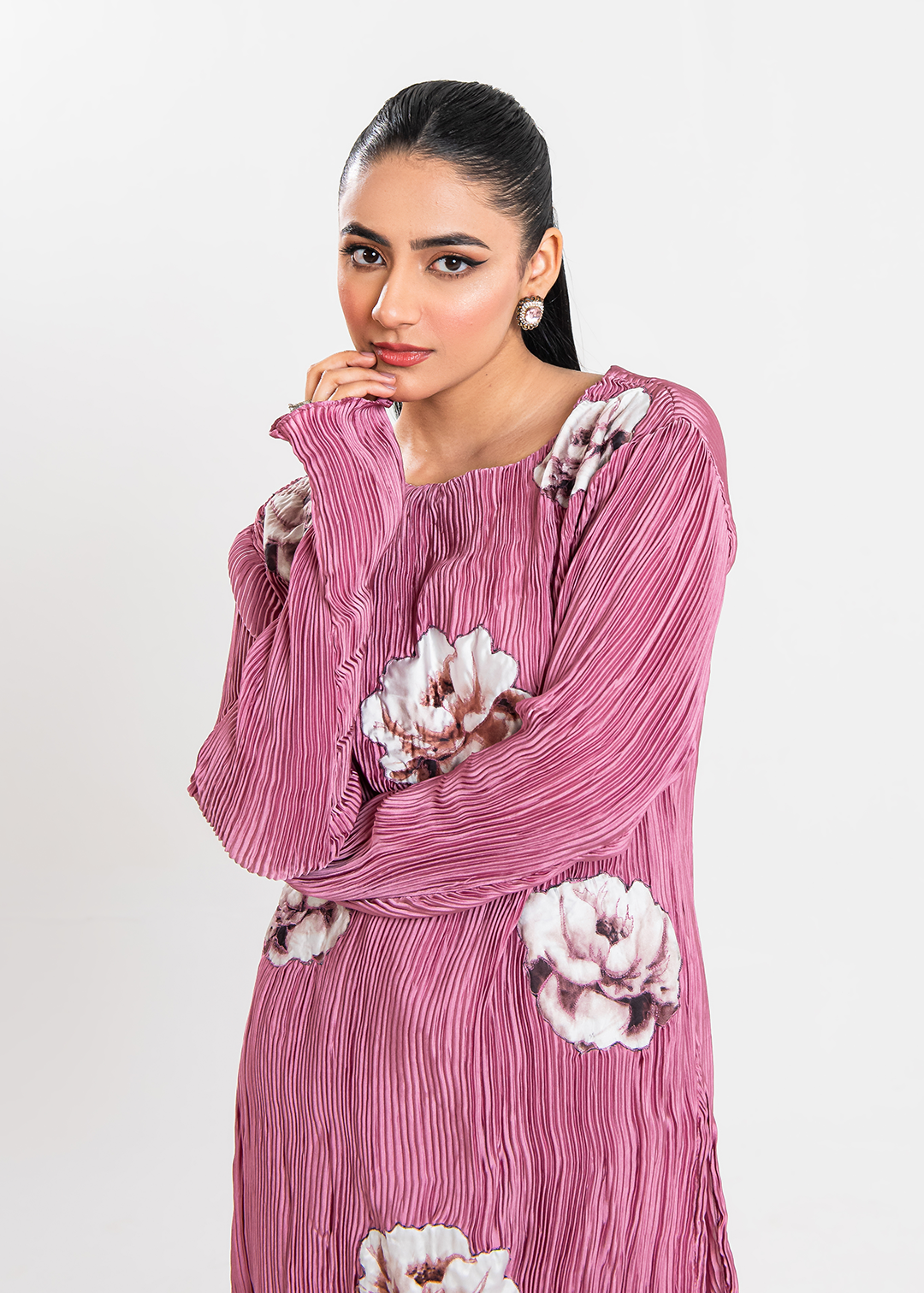 Maria Osama Khan | Claire Pleated Silk | Rosy - Khanumjan  Pakistani Clothes and Designer Dresses in UK, USA