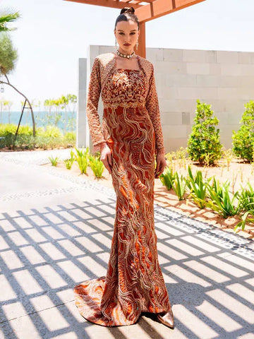 Epoque | Ciel Luxury Couture | Ochre - Khanumjan Pakistani Clothes and Designer Dresses in UK, USA