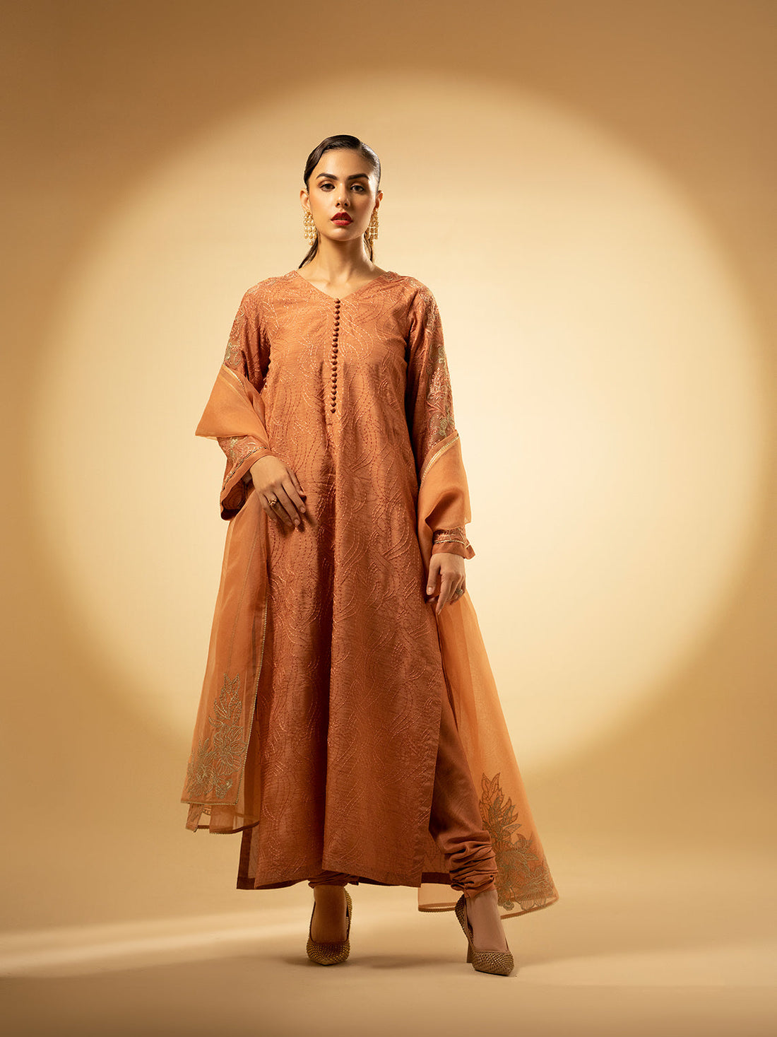 Fozia Khalid | Eid Edit 24 | Peach Hues - Khanumjan  Pakistani Clothes and Designer Dresses in UK, USA