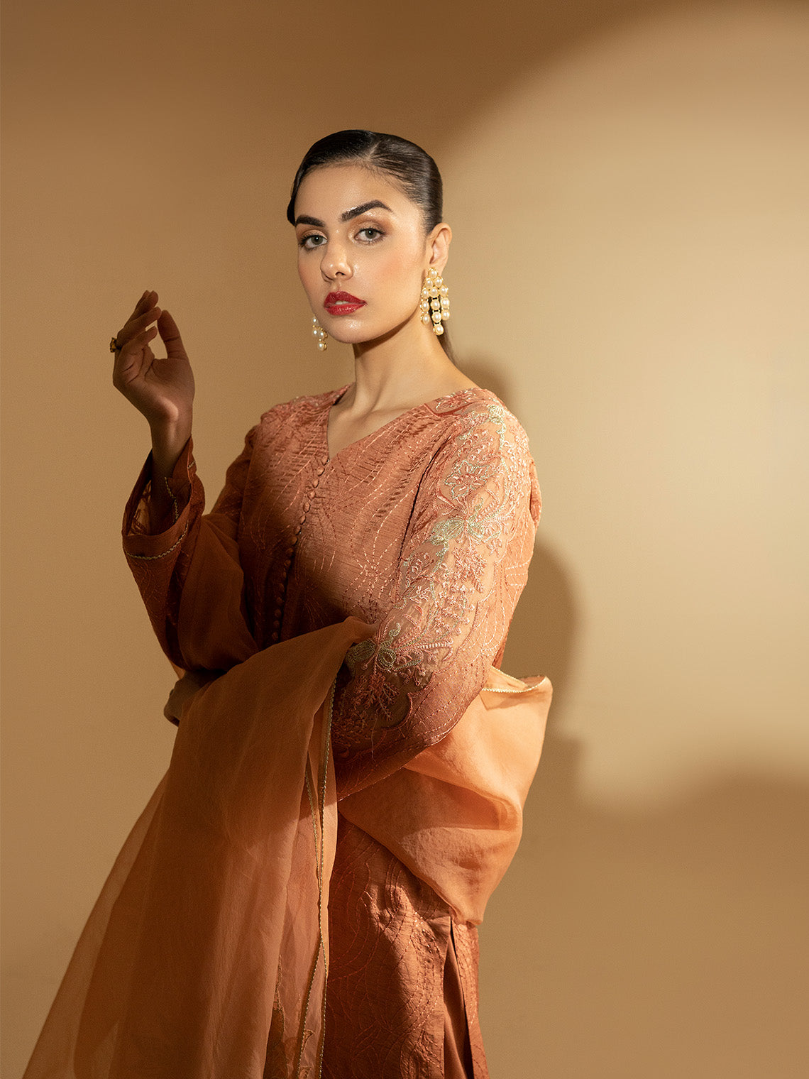 Fozia Khalid | Eid Edit 24 | Peach Hues - Khanumjan  Pakistani Clothes and Designer Dresses in UK, USA