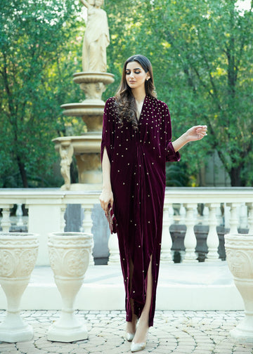 Purple Haze | Velvet Formals | Burgendy Velvet Kaftan