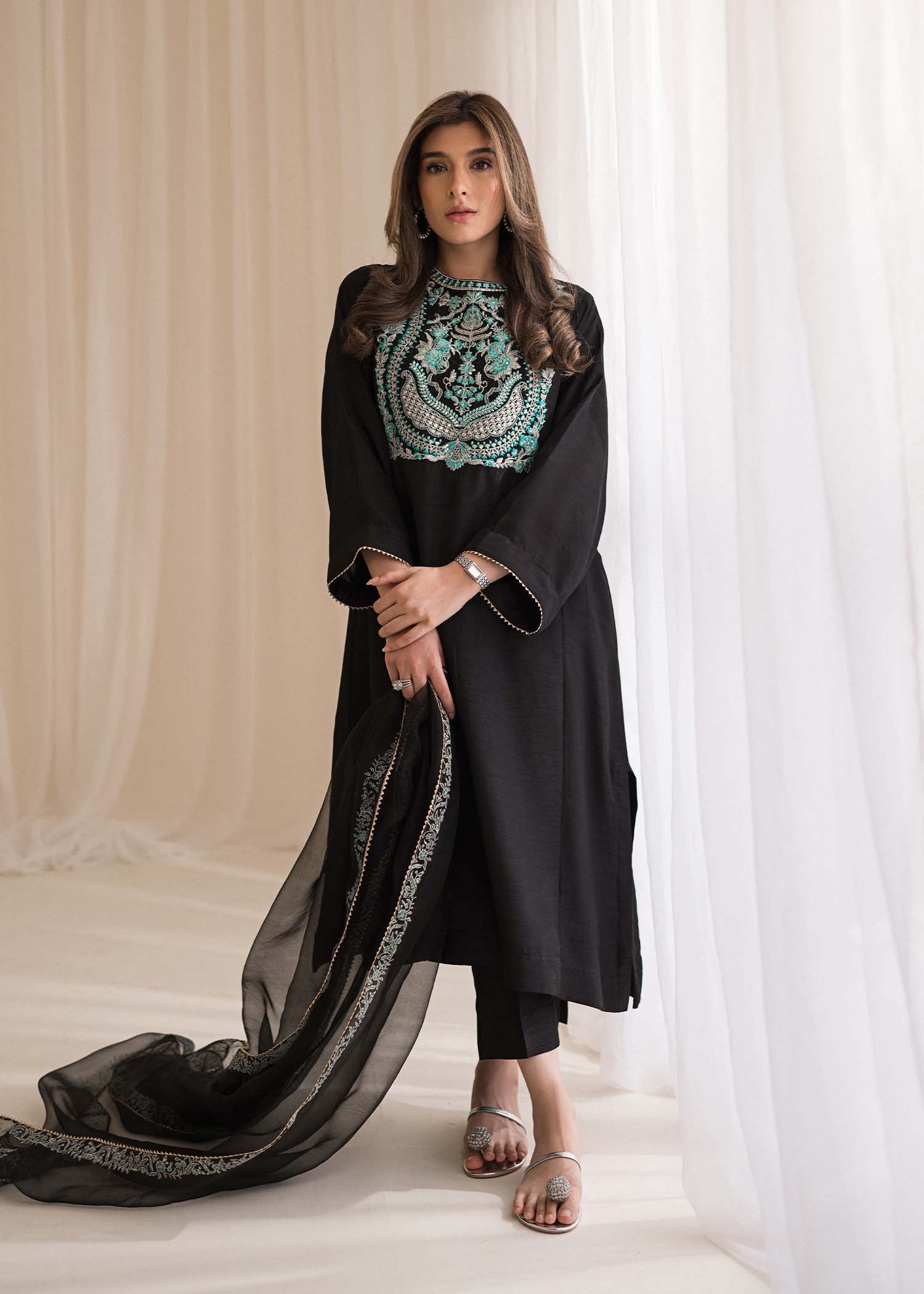 Sadaf Fawad Khan | Lyla Festive Pret | Black Pool - Khanumjan  Pakistani Clothes and Designer Dresses in UK, USA