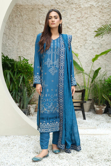 Marjjan | Aangan Embroidered Viscose | SKC-100 (TEAL BLUE)