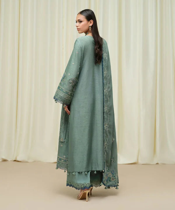 Sapphire | Fall Winter 25 | 3 Piece - Embroidered Raw Silk Suit  U3FELX25V638