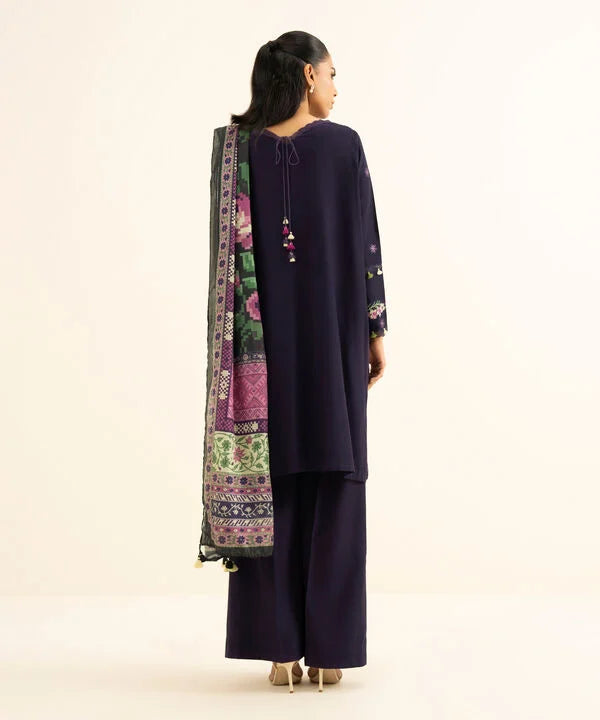Sapphire | Fall Winter 25 |3 Piece - Embroidered Raw Silk Suit U3FELX25V845