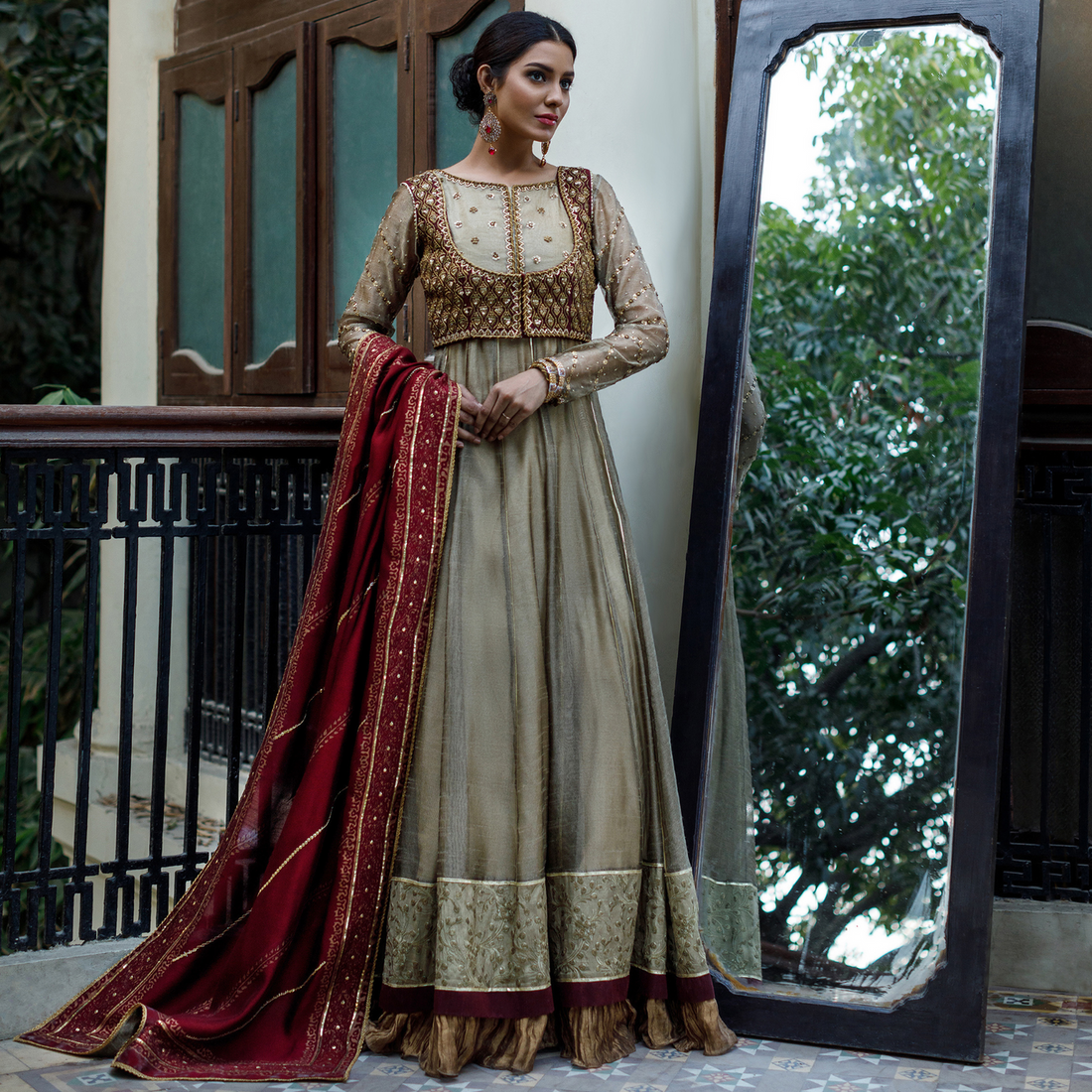 Wahajmkhan | Bahar Begum Formals | IVORY & MAROON BEGUM PESHWAS - Khanumjan  Pakistani Clothes and Designer Dresses in UK, USA