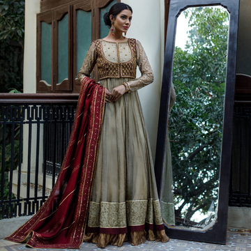 Wahajmkhan | Bahar Begum Formals | IVORY & MAROON BEGUM PESHWAS - Khanumjan  Pakistani Clothes and Designer Dresses in UK, USA