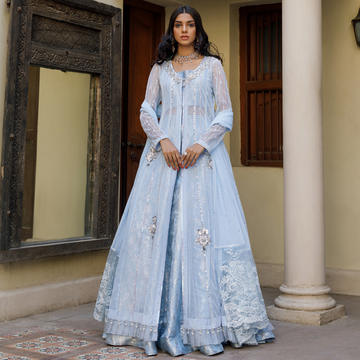 Wahajmkhan | Bahar Begum Formals | BABY BLUE BAHAR - Khanumjan Pakistani Clothes and Designer Dresses in UK, USA