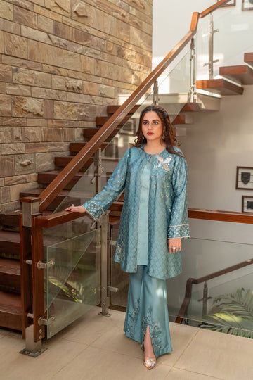 Wahaj M Khan | The Print Story | Periwinkle Sheesha Jacket