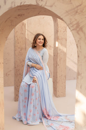 Wahaj M Khan | The Print Story | Iceblue TPS Gharara