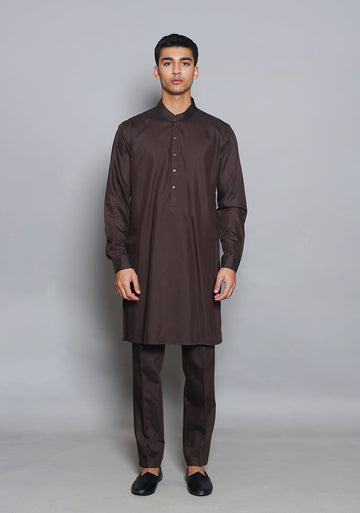 Pakistani Menswear | Amir Adnan - Basic Poly Viscose Coffee Been Slim Fit Suit - Khanumjan Pakistani Clothes and Designer Dresses in UK, USA