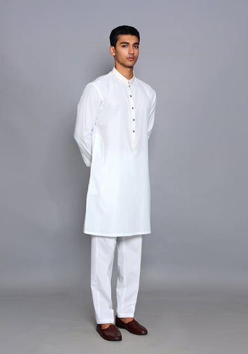 Pakistani Menswear | Amir Adnan - Basic Cotton Silk Cloud Dancer Slim Fit Embroidered Suit - Khanumjan Pakistani Clothes and Designer Dresses in UK, USA