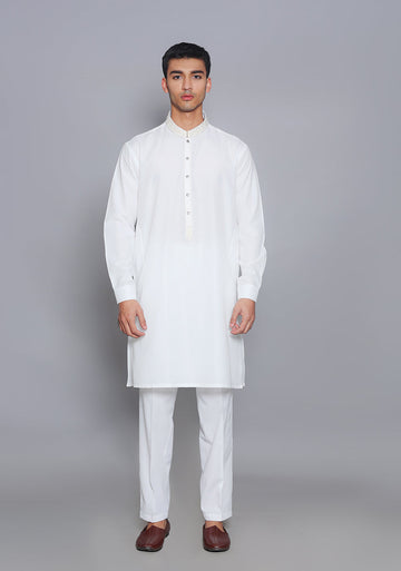 Basic Cotton Silk Cloud Dancer Slim Fit Embroidered Suit - Khanumjan Pakistani Clothes and Designer Dresses in UK, USA