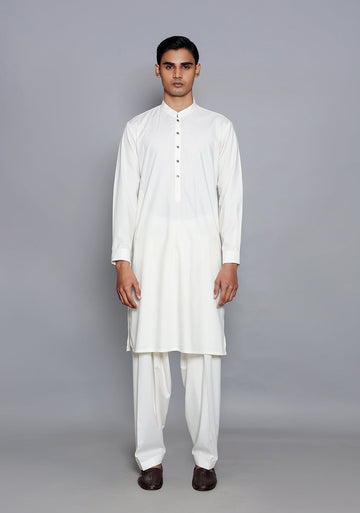 Pakistani Menswear | Amir Adnan - Basic Poly Viscose Snow White Slim Fit Plain Suit - Khanumjan Pakistani Clothes and Designer Dresses in UK, USA