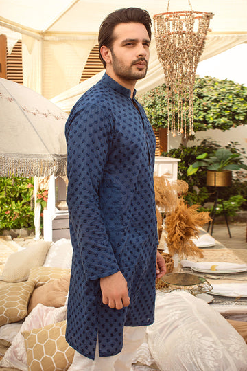 Pakistani Menswear | Ansab Jahangir | SHALE BLUE - Khanumjan Pakistani Clothes and Designer Dresses in UK, USA
