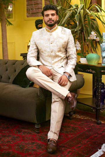 Pakistani Menswear | Ansab Jahangir | IVORY BLUSH - Khanumjan Pakistani Clothes and Designer Dresses in UK, USA