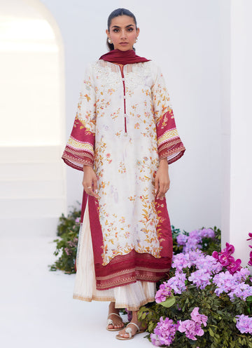Farah Talib Aziz | Zaza Prints 24 | SANGRIA TRELLIS SHIRT AND DUPATTA - Khanumjan Pakistani Clothes and Designer Dresses in UK, USA