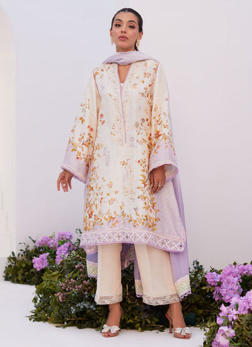 Farah Talib Aziz | Zaza Prints 24 | AMETHYST TRELLIS SHIRT AND DUPATTA - Khanumjan Pakistani Clothes and Designer Dresses in UK, USA