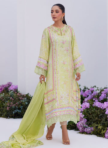 Farah Talib Aziz | Zaza Prints 24 | KELLY LIME SHIRT AND DUPATTA - Khanumjan Pakistani Clothes and Designer Dresses in UK, USA